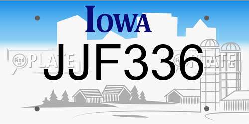 JJF336 Iowa License Plate