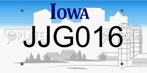 JJG016 Iowa License Plate