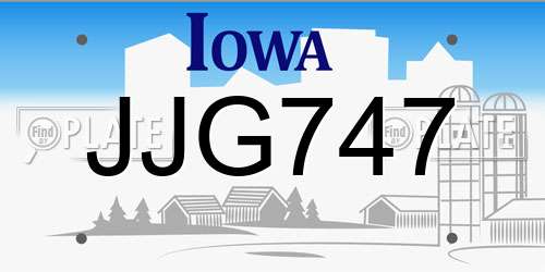 JJG747 Iowa License Plate