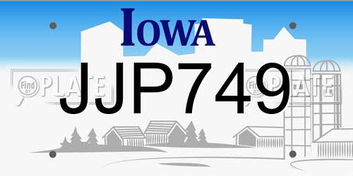 JJP749 Iowa License Plate