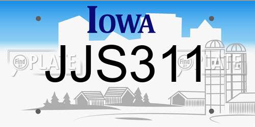 JJS311 Iowa License Plate