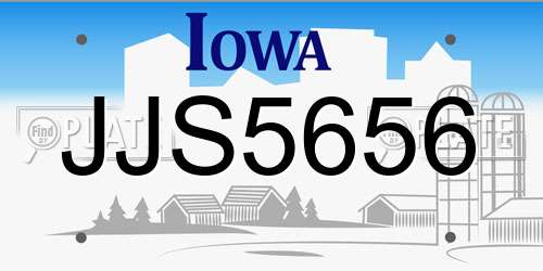 JJS5656 Iowa License Plate