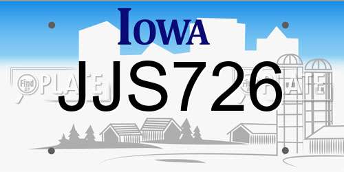 JJS726 Iowa License Plate