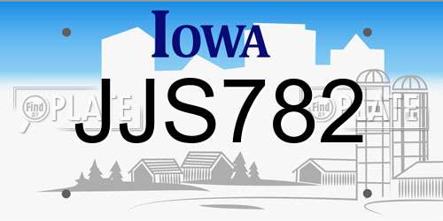 JJS782 Iowa License Plate