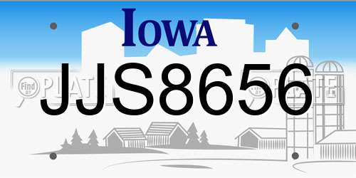 JJS8656 Iowa License Plate