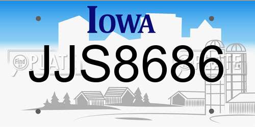 JJS8686 Iowa License Plate
