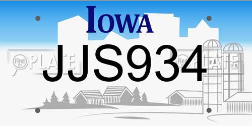 JJS934 Iowa License Plate
