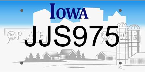 JJS975 Iowa License Plate