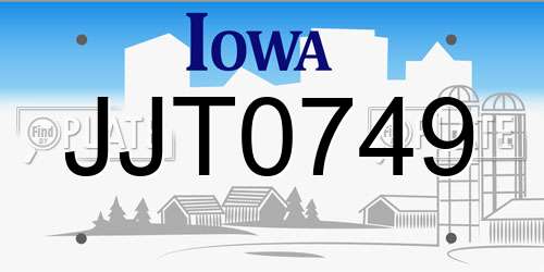 JJT0749 Iowa License Plate