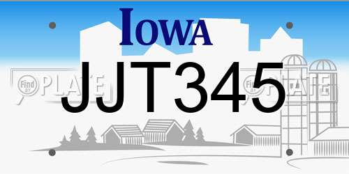 JJT345 Iowa License Plate