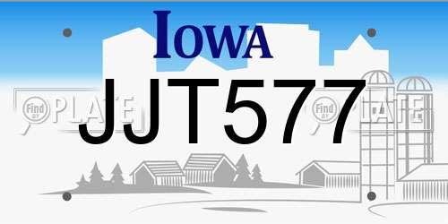 JJT577 Iowa License Plate