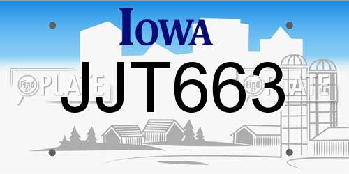JJT663 Iowa License Plate