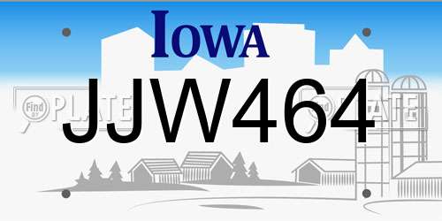 JJW464 Iowa License Plate