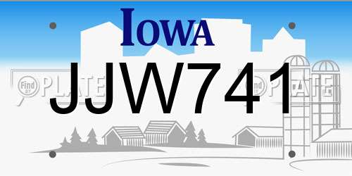 JJW741 Iowa License Plate