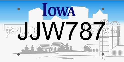 JJW787 Iowa License Plate