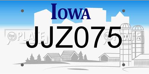 JJZ075 Iowa License Plate