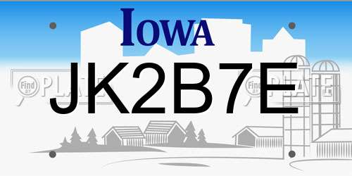 JK2B7E Iowa License Plate