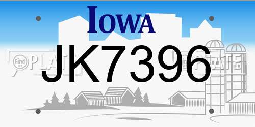 JK7396 Iowa License Plate