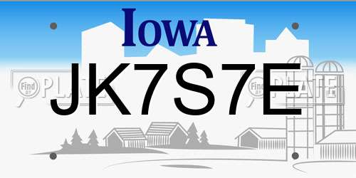 JK7S7E Iowa License Plate