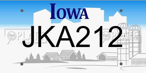 JKA212 Iowa License Plate