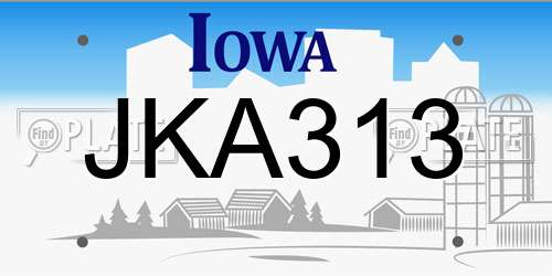 JKA313 Iowa License Plate
