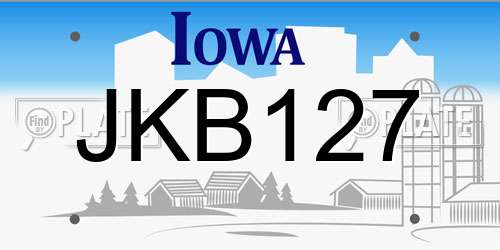 JKB127 Iowa License Plate