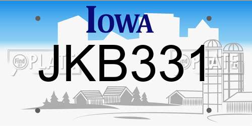 JKB331 Iowa License Plate