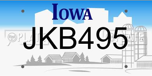 JKB495 Iowa License Plate