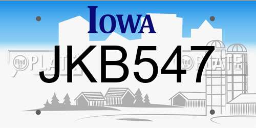 JKB547 Iowa License Plate