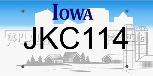 JKC114 Iowa License Plate