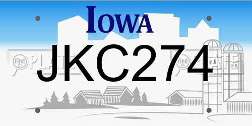 JKC274 Iowa License Plate