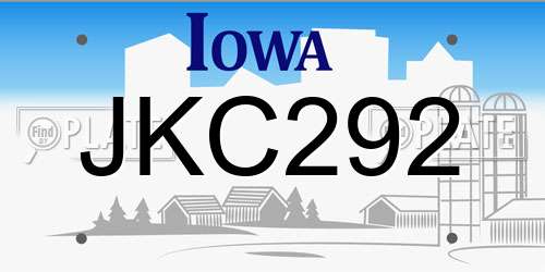 JKC292 Iowa License Plate