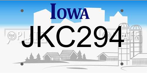 JKC294 Iowa License Plate