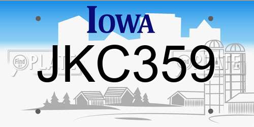 JKC359 Iowa License Plate