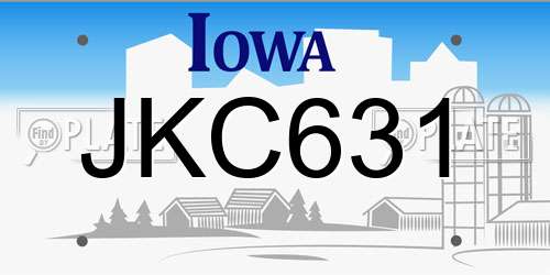 JKC631 Iowa License Plate