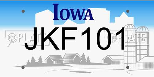 JKF101 Iowa License Plate