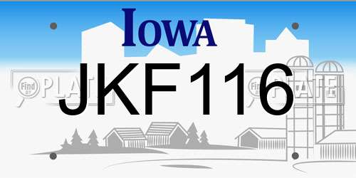 JKF116 Iowa License Plate