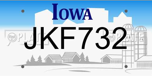 JKF732 Iowa License Plate