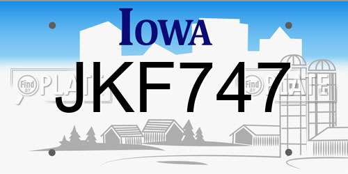 JKF747 Iowa License Plate