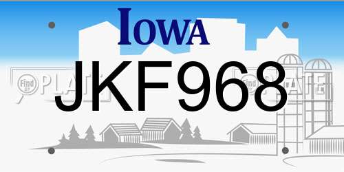 JKF968 Iowa License Plate