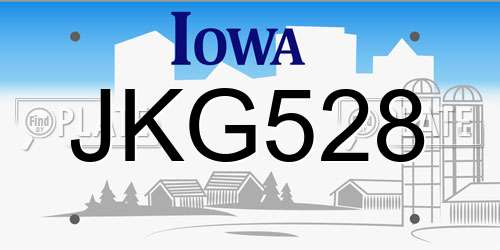 JKG528 Iowa License Plate