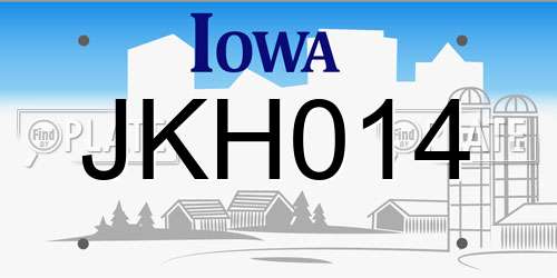 JKH014 Iowa License Plate
