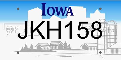 JKH158 Iowa License Plate