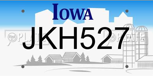 JKH527 Iowa License Plate