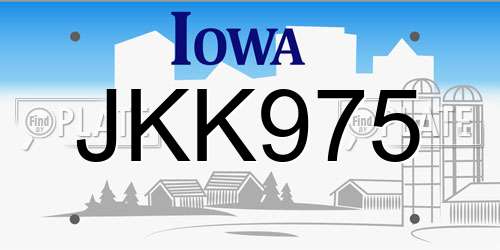 JKK975 Iowa License Plate