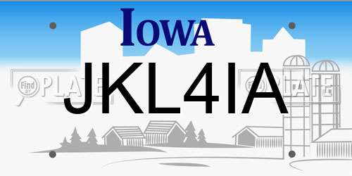 JKL4IA Iowa License Plate