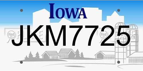JKM7725 Iowa License Plate