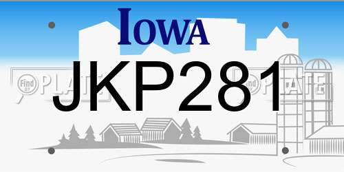 JKP281 Iowa License Plate