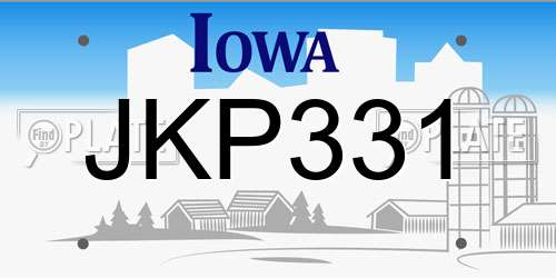 JKP331 Iowa License Plate