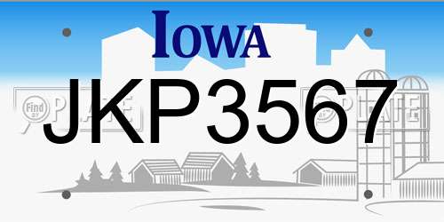 JKP3567 Iowa License Plate